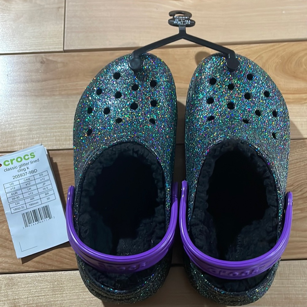 Glitter fur lined crocs